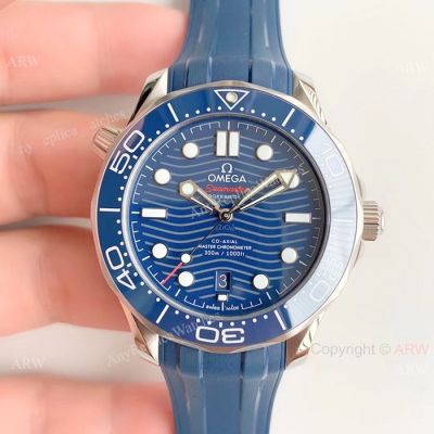 OM Factory Omega Seamaster Diver 300m Swiss 8800 watch SS Blue Rubber Strap